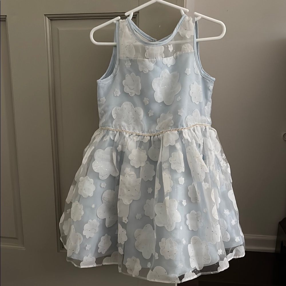 Charming Blue and White Kids Dress